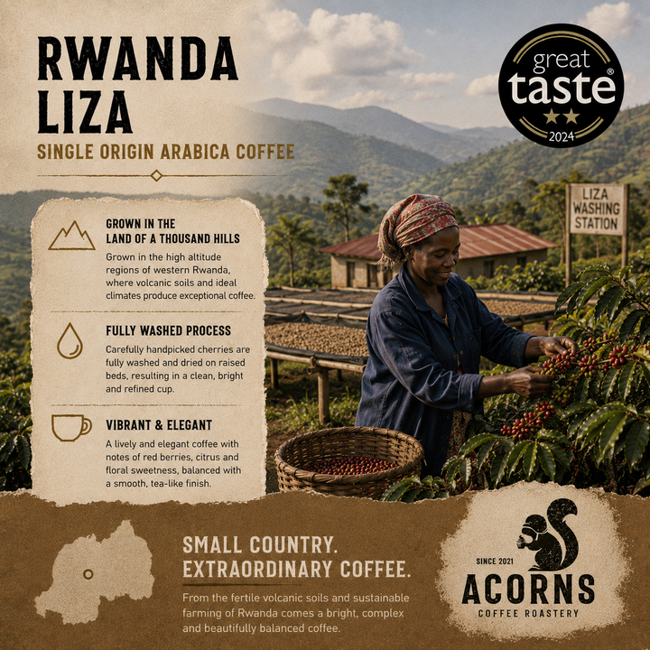 Rwanda Liza coffee, bright and complex coffee grown in an extraordinary country