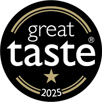 Great Taste 2025 logo with black and gold design