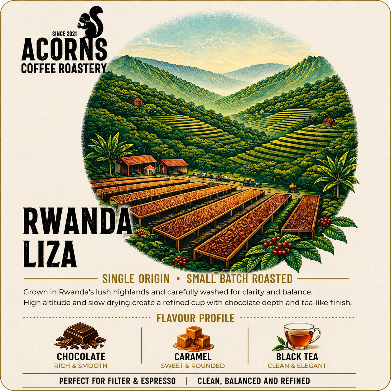 Locally roasted coffee beans near me chocolate and caramel flavours 