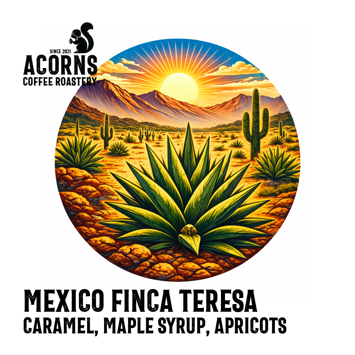 acorns coffee Mexico finca teresa caramel maple syrup apricots roasted in bordon hampshire